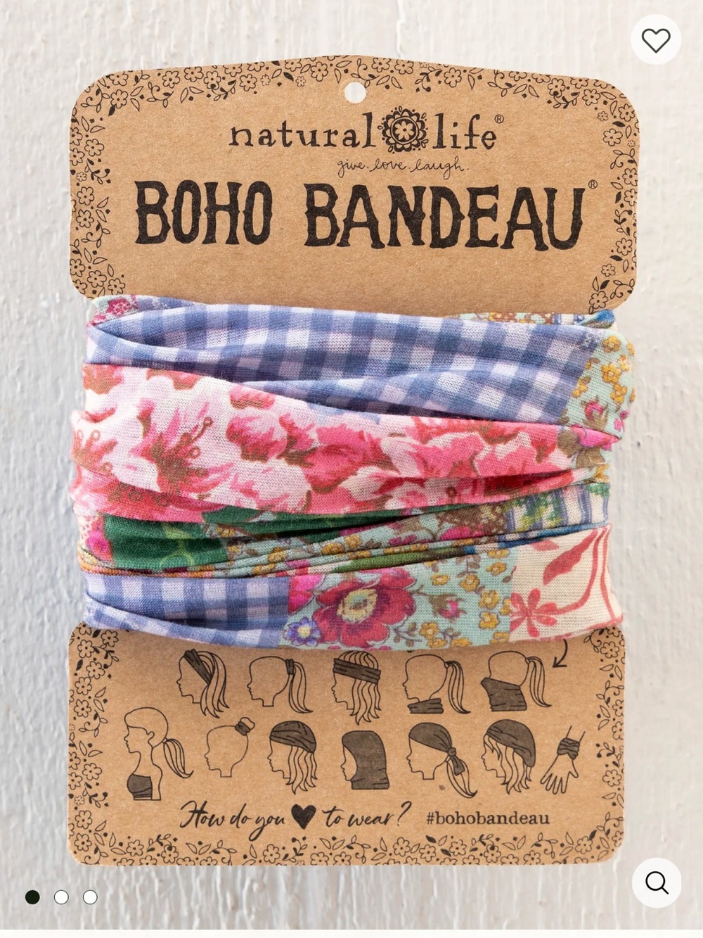 NATURAL LIFE Boho Bandeau Headband Full Size - Vintage Treasure Pink SOLD OUT NL